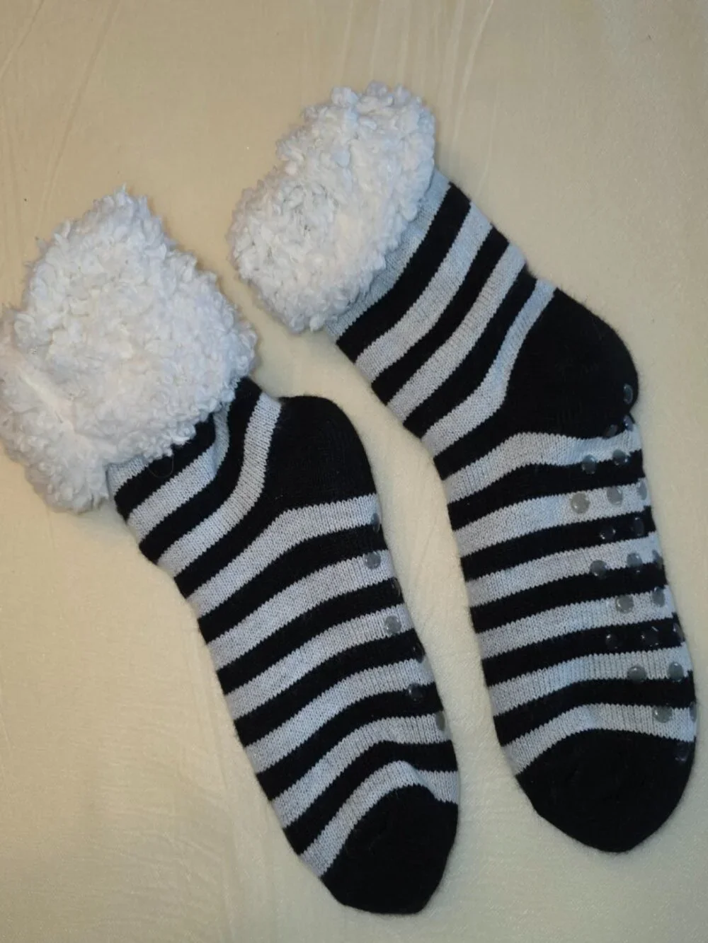 Extra Thick Striped Thermal Fleece Lined Plush Winter Socks Non Slip Cottagecore
